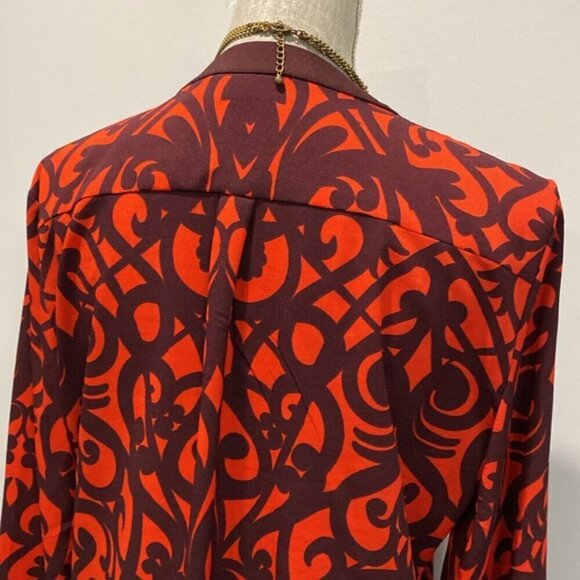 New York & Company Red Button Down Blouse Size Large - Picture 10 of 16